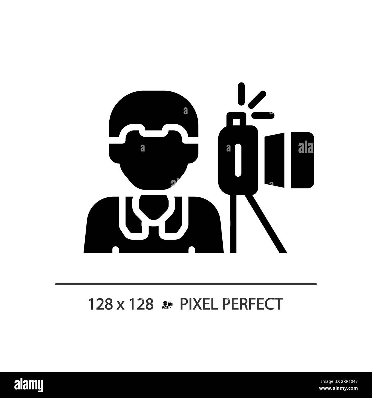 2D glyph style photojournalist solid icon Stock Vector