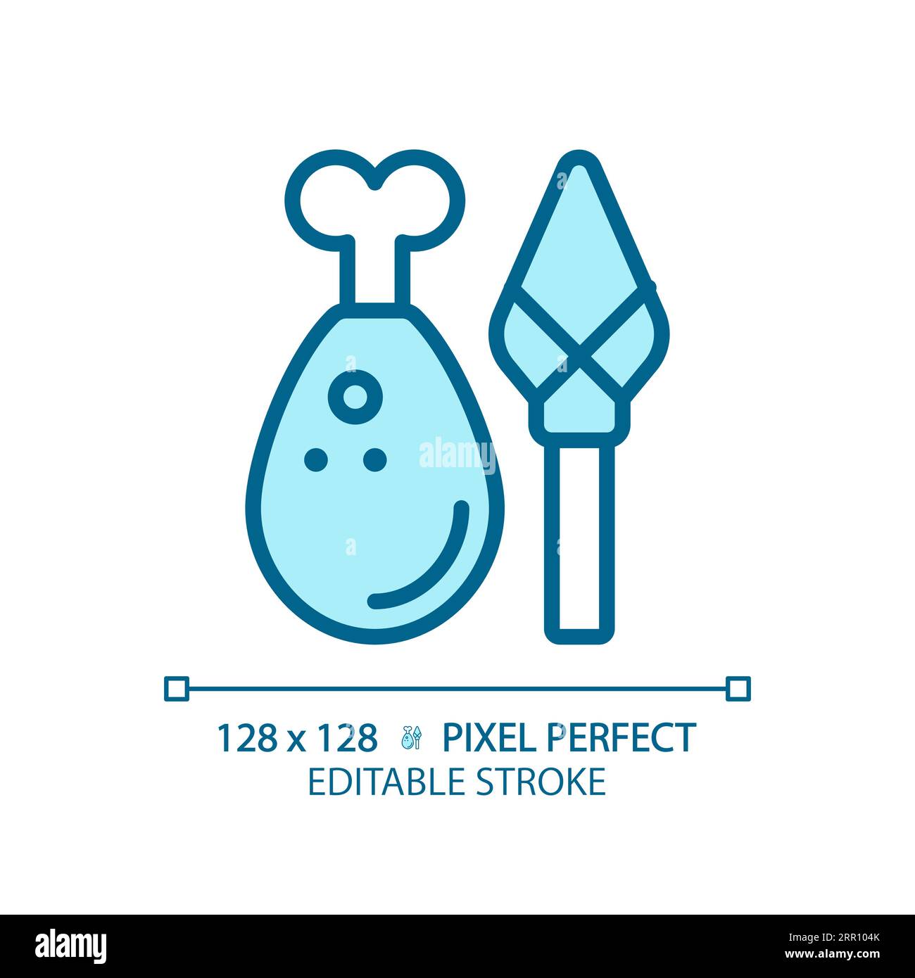 2D customizable thin linear blue mediterranean meat icon Stock Vector