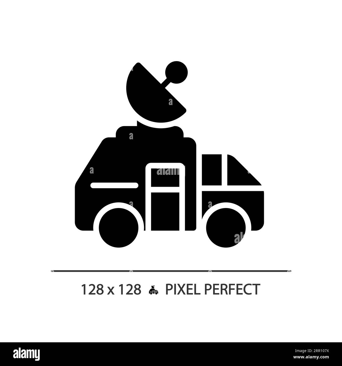 2D glyph style news satellite van solid icon Stock Vector