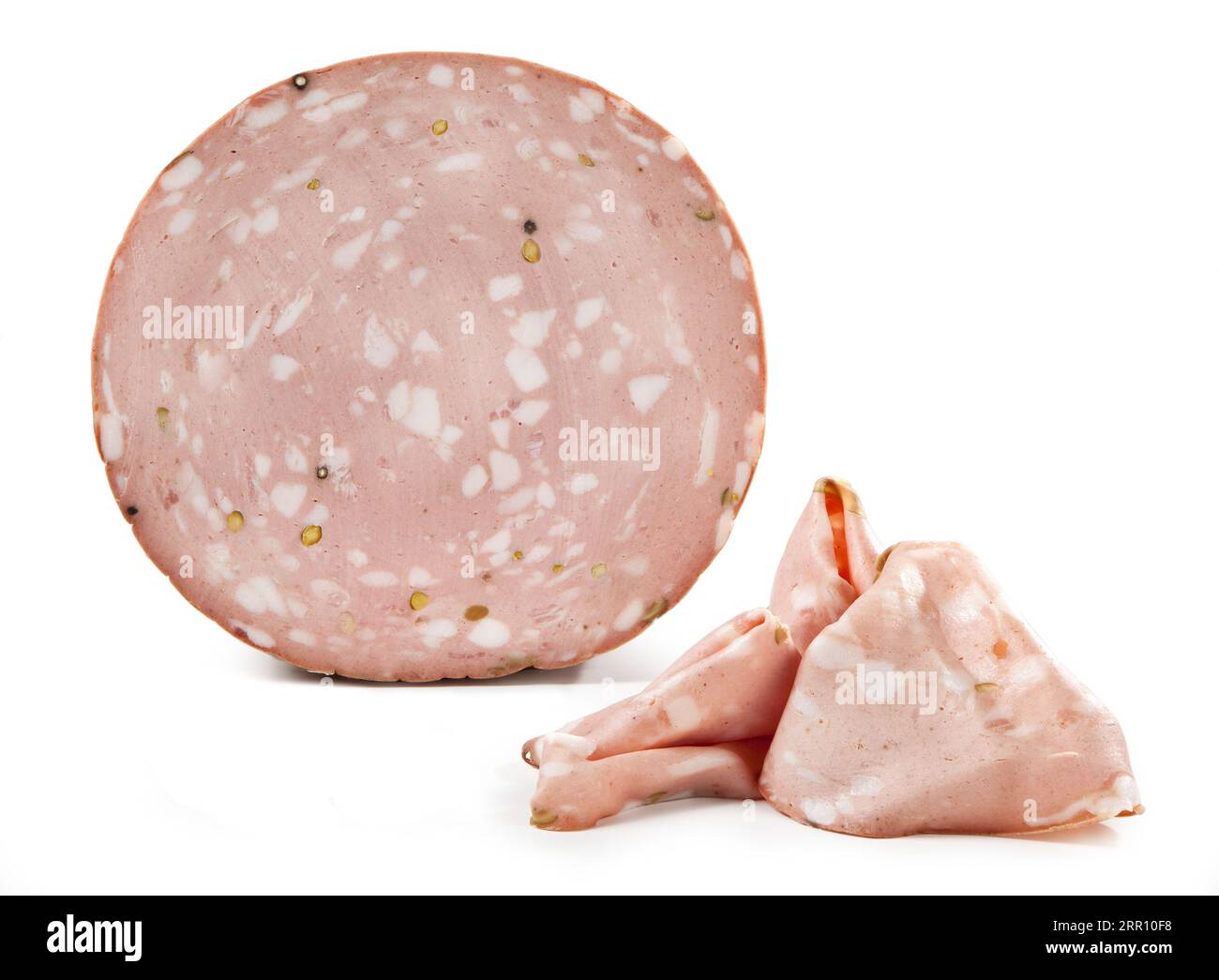 Mortadella Bologna isolated on white Stock Photo Alamy