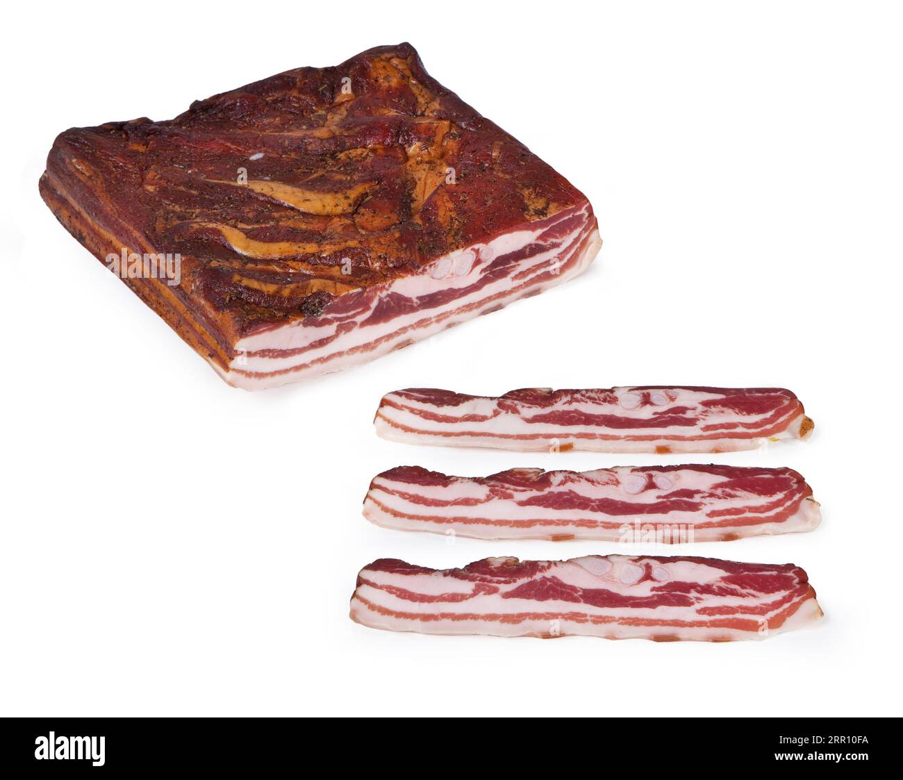 Pancetta Affumicata isolated on white background Stock Photo Alamy