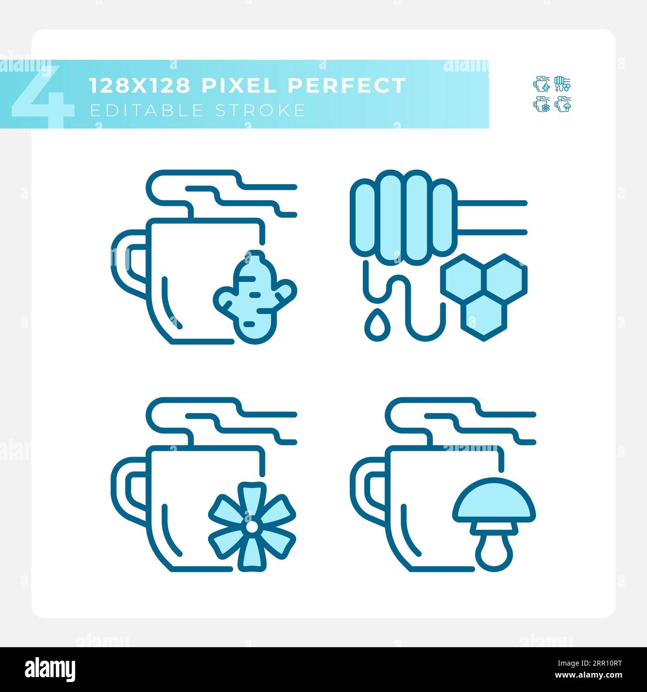 Customizable pixel perfect blue allergen free icons Stock Vector