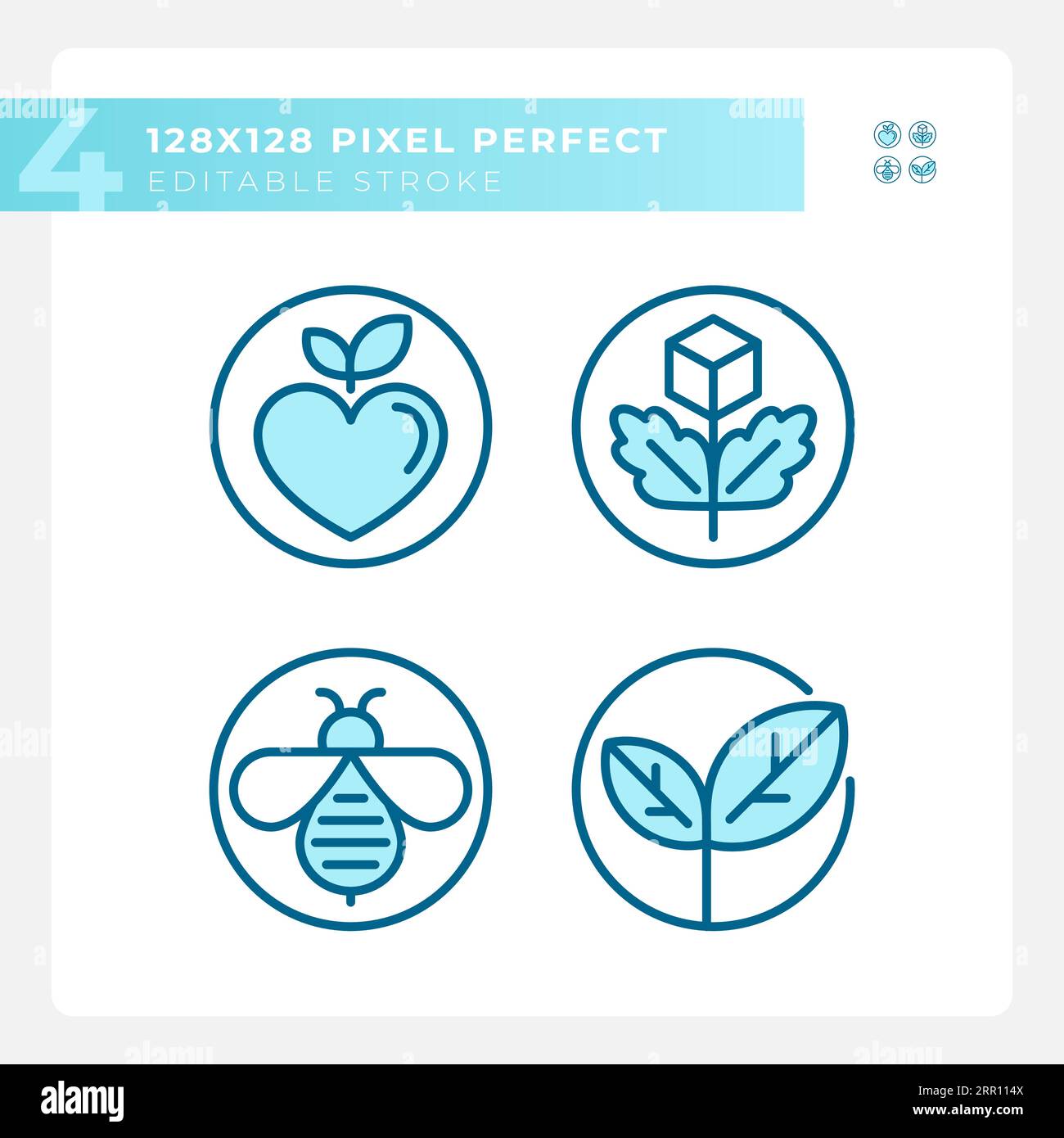 Editable pixel perfect allergen free icons pack Stock Vector