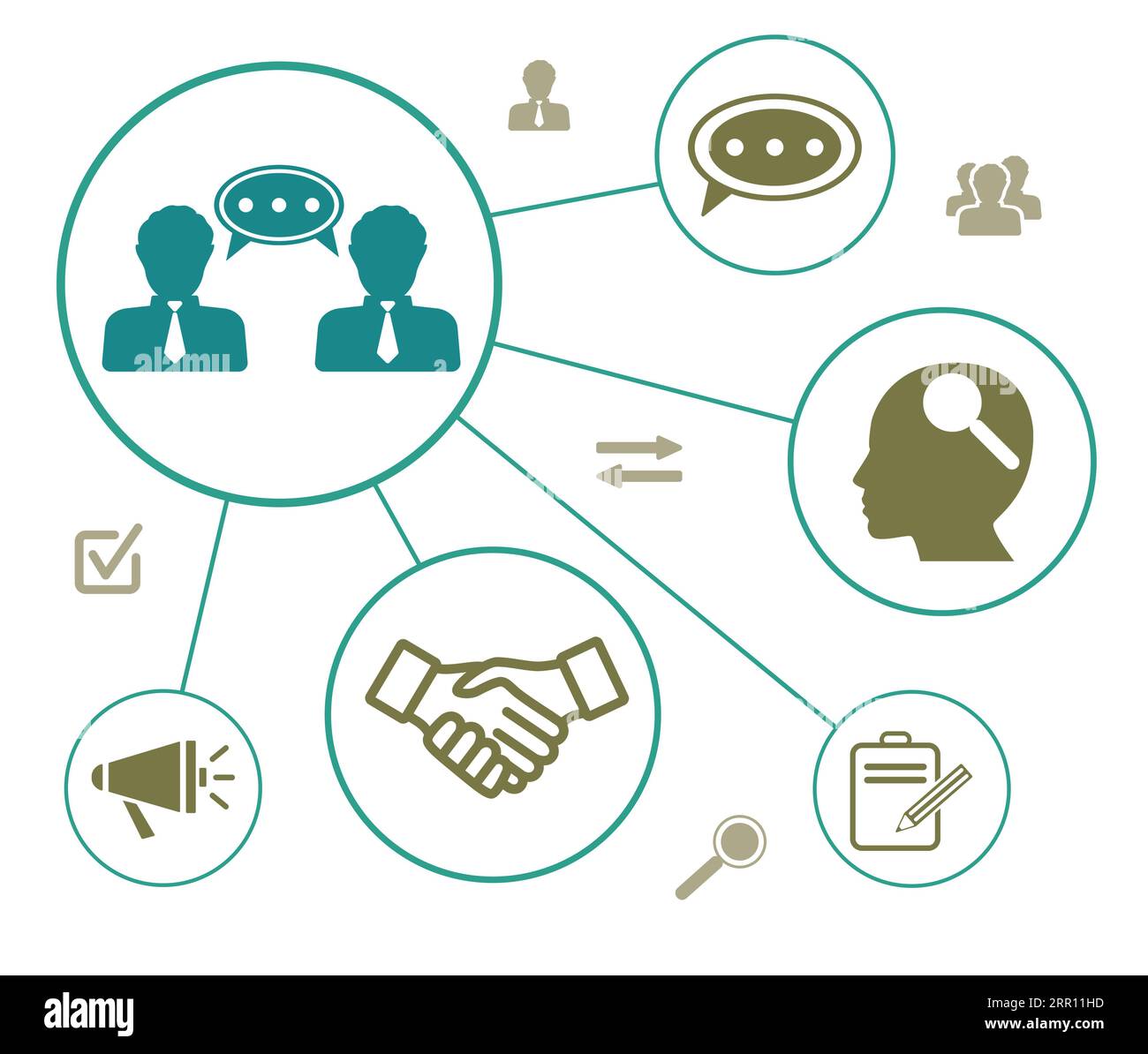 Concept of consulting with connected icons Stock Photo - Alamy