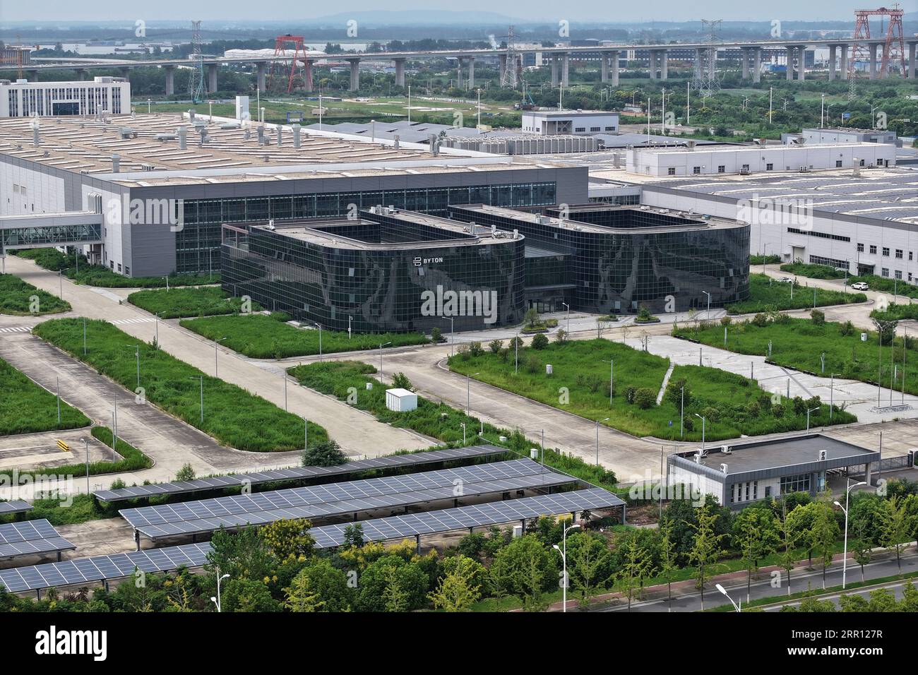 NANJING, CHINA - SEPTEMBER 6, 2023 - An aerial photo shows the nearly deserted headquarters of Byton's new energy vehicle plant in Nanjing, Jiangsu pr Stock Photo