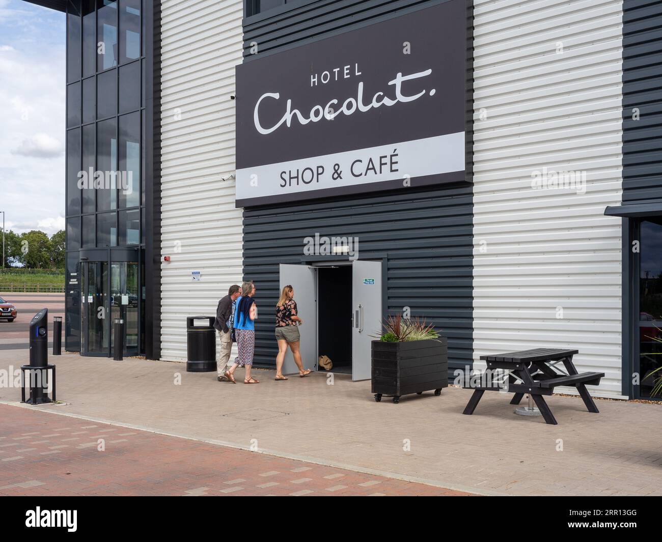 Hotel Chocolat factory, shop and cafe on the outskirts of Northampton, UK Stock Photo