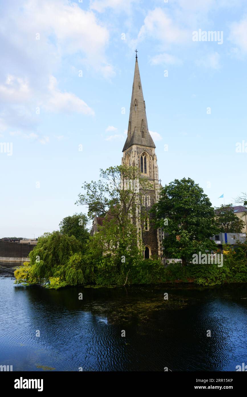 St Alban's Church is a 19th century Anglican church outside the Kastellet, Copenhagen, Denmark. Stock Photo