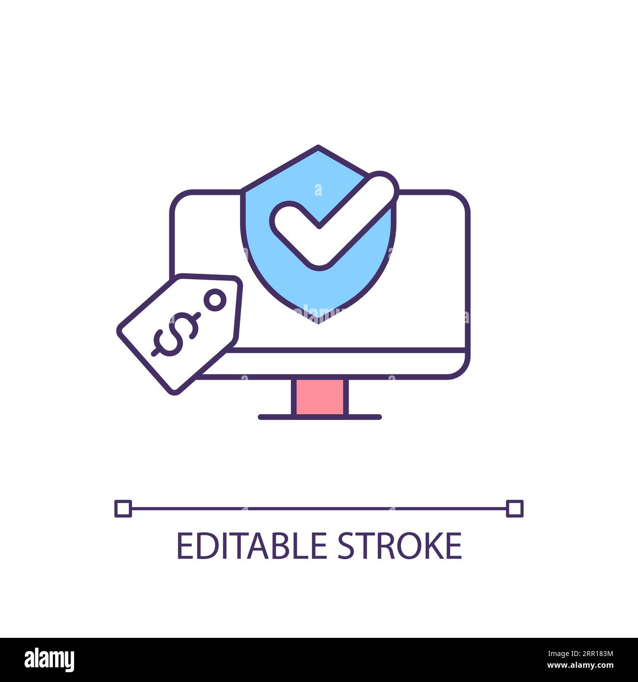 2D thin line colorful purchase insurance icon Stock Vector
