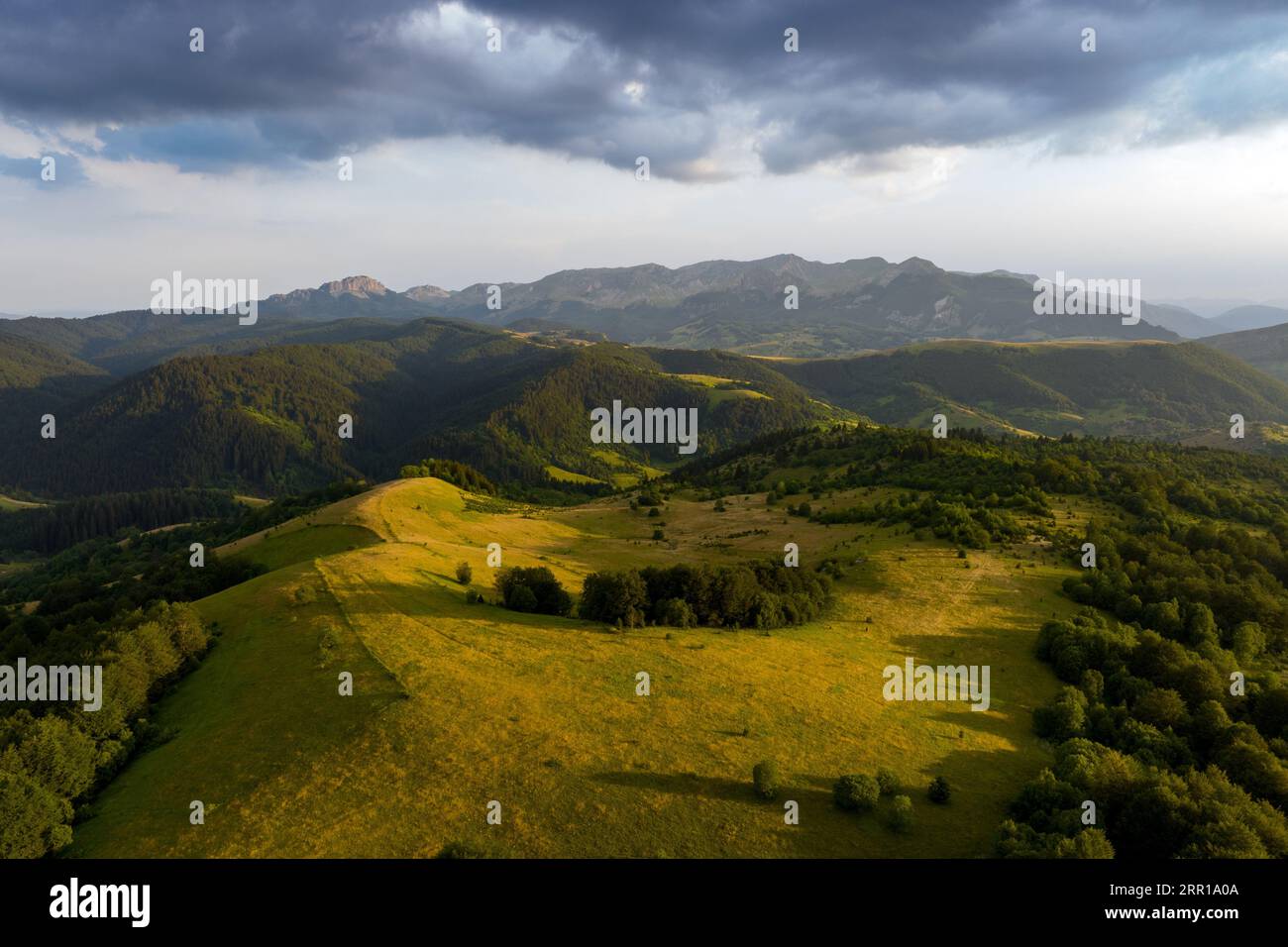 An aerial view of green hills on a sunny day Stock Photo - Alamy