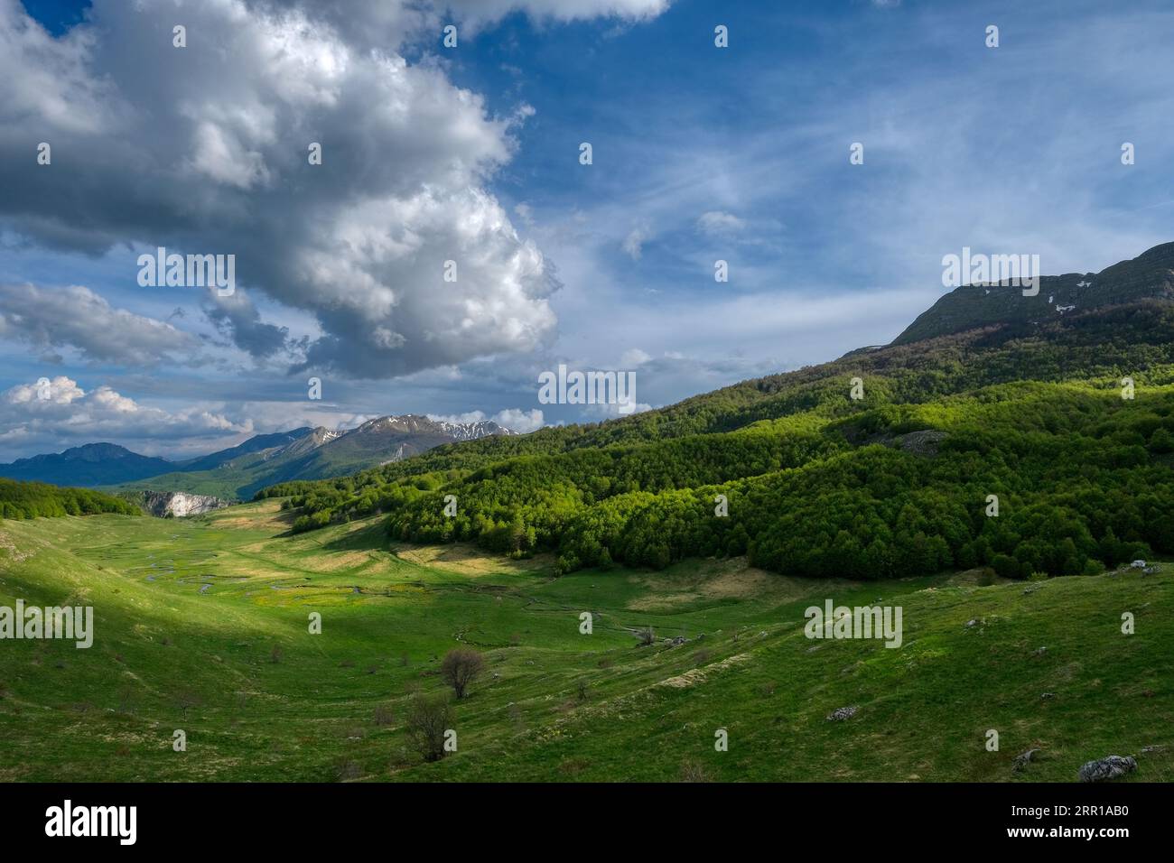 An aerial view of green hills on a sunny day Stock Photo - Alamy