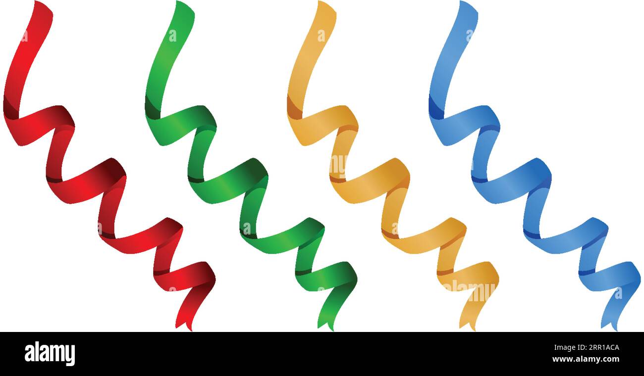 Colorful vector cartoon ribbons in red, green, yellow, and blue Stock ...