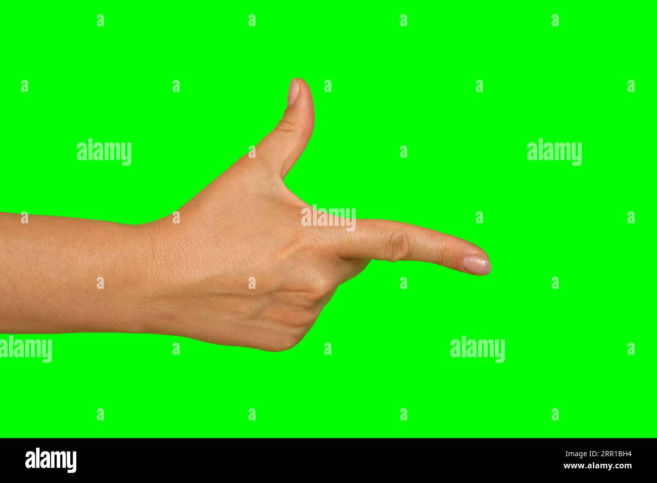 Gestures pack. Female hand touching, clicking, tapping and swiping on chromakey green screen. Zoom in, zoom out. Close up. 4K Footage Pack. Using for Stock Photo