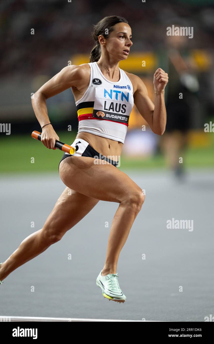 Camille Laus participating in the 400 meters relay at the World