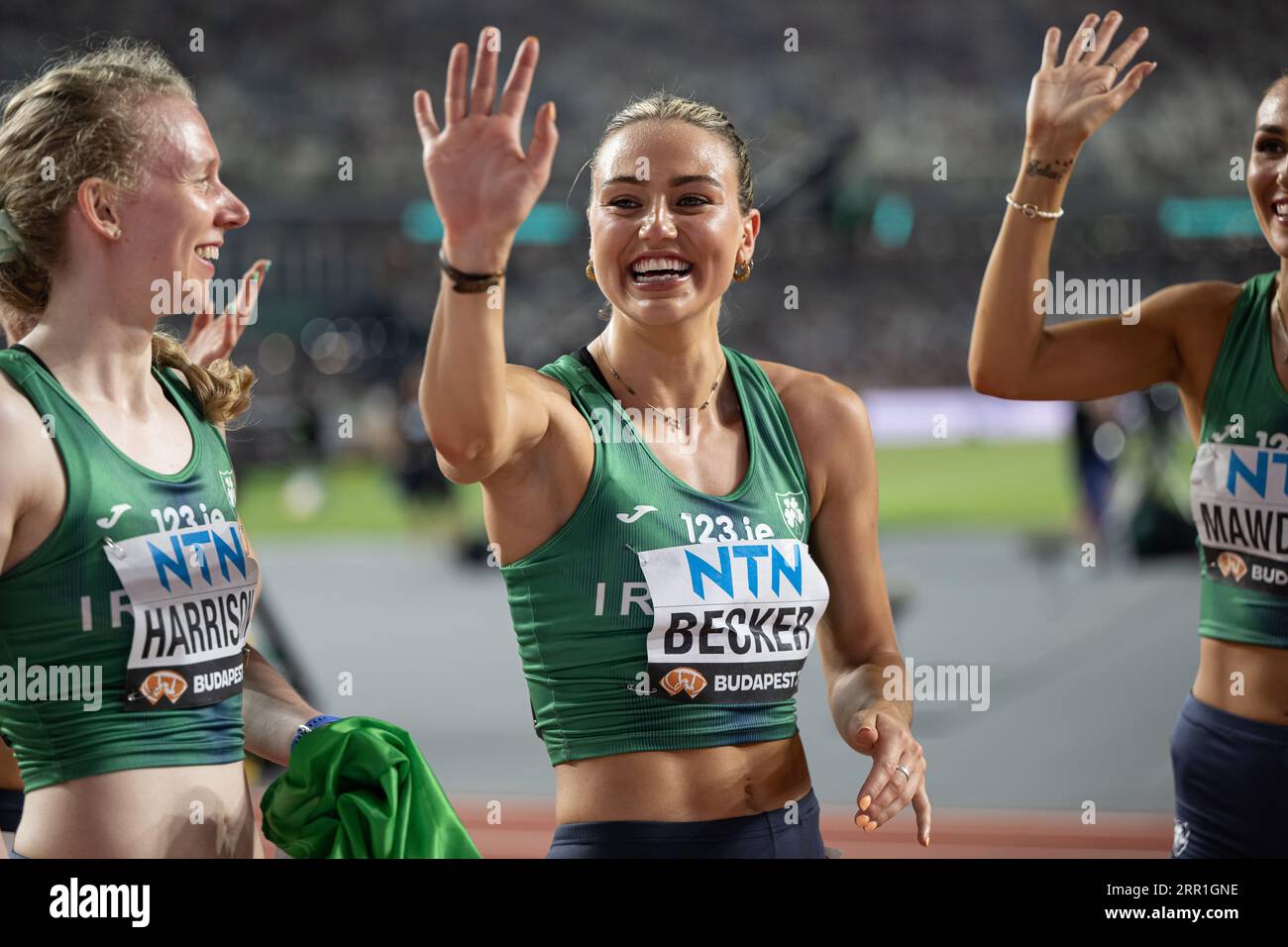 Sophie Becker participating in the 400 meters relay at the World