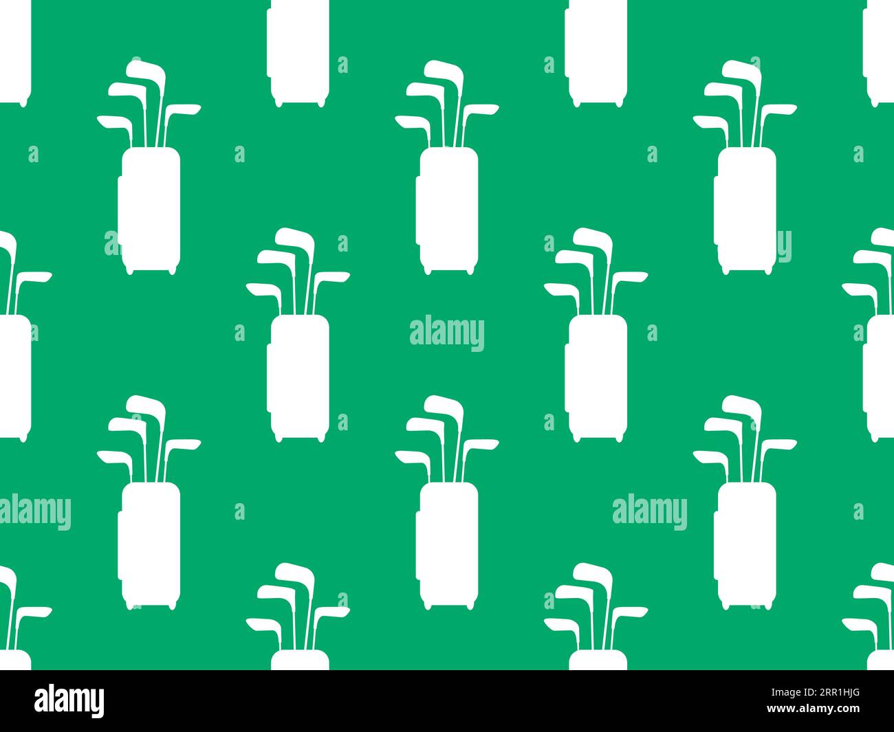Golf clubs in a bag seamless pattern. White silhouettes of bags with