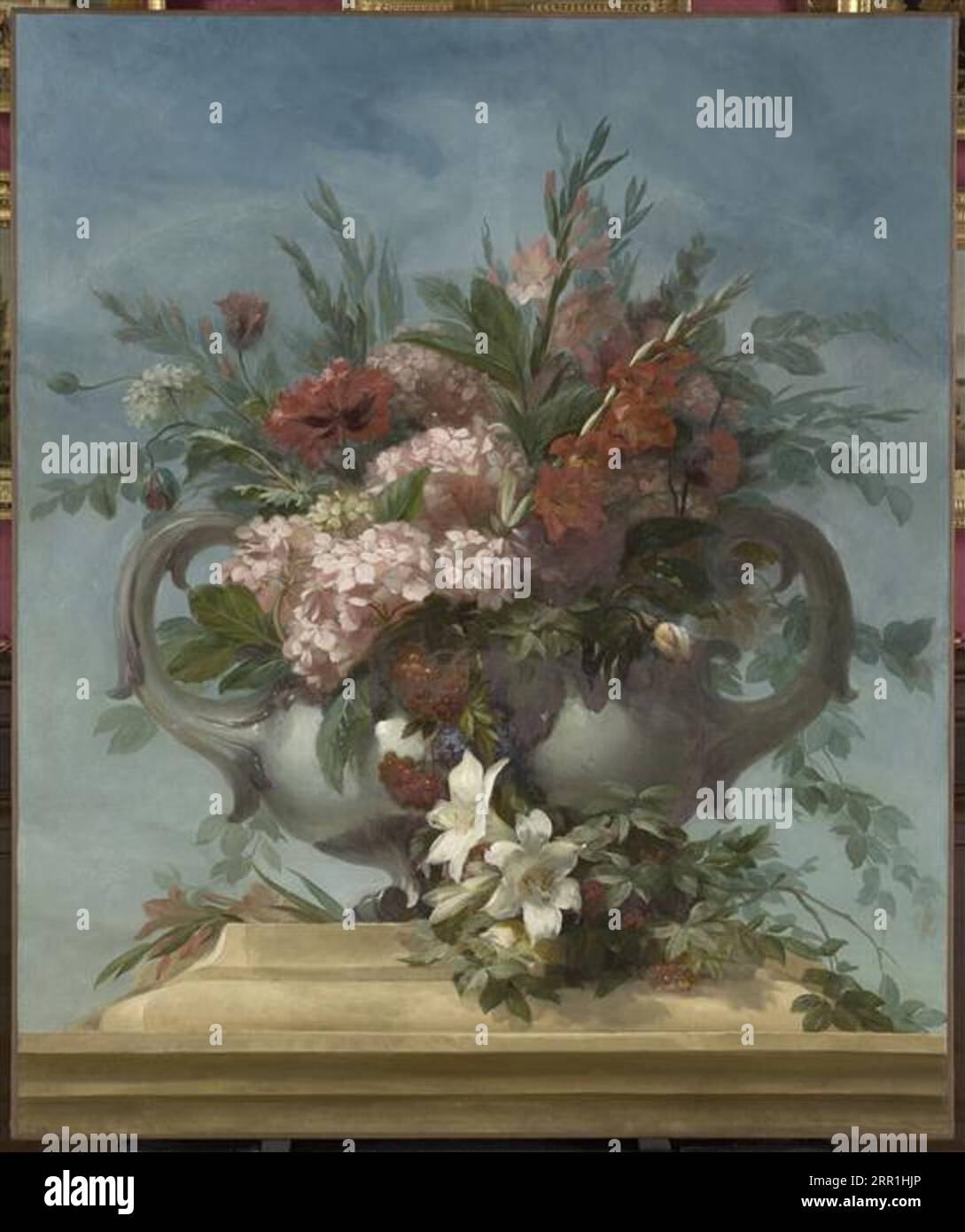 Vase de fleurs circa 1858 by Alexis-Joseph Mazerolle Stock Photo