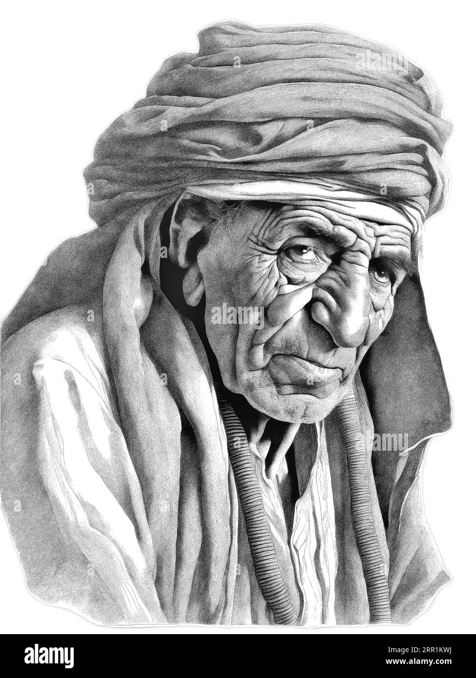 Old Arabian men. Cartoon character. Vector illustration Stock Vector