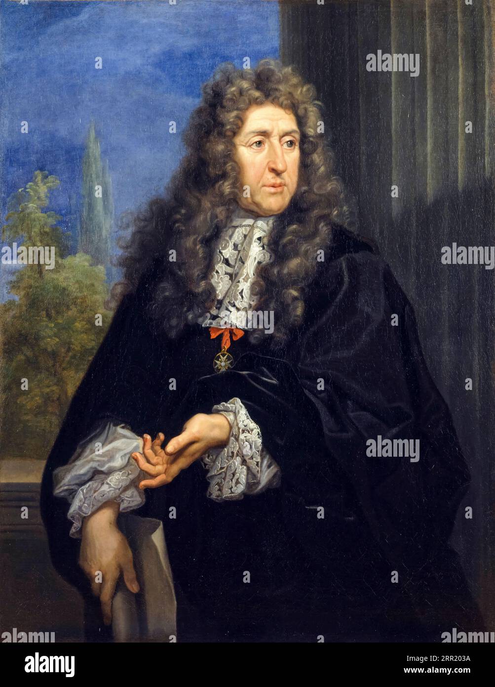 André Le Nôtre (1613-1700), French landscape architect and principal gardener to King Louis XIV of France. Designed the gardens of the Palace of Versailles, portrait painting in oil on canvas by Carlo Maratta, 1679-1681 Stock Photo