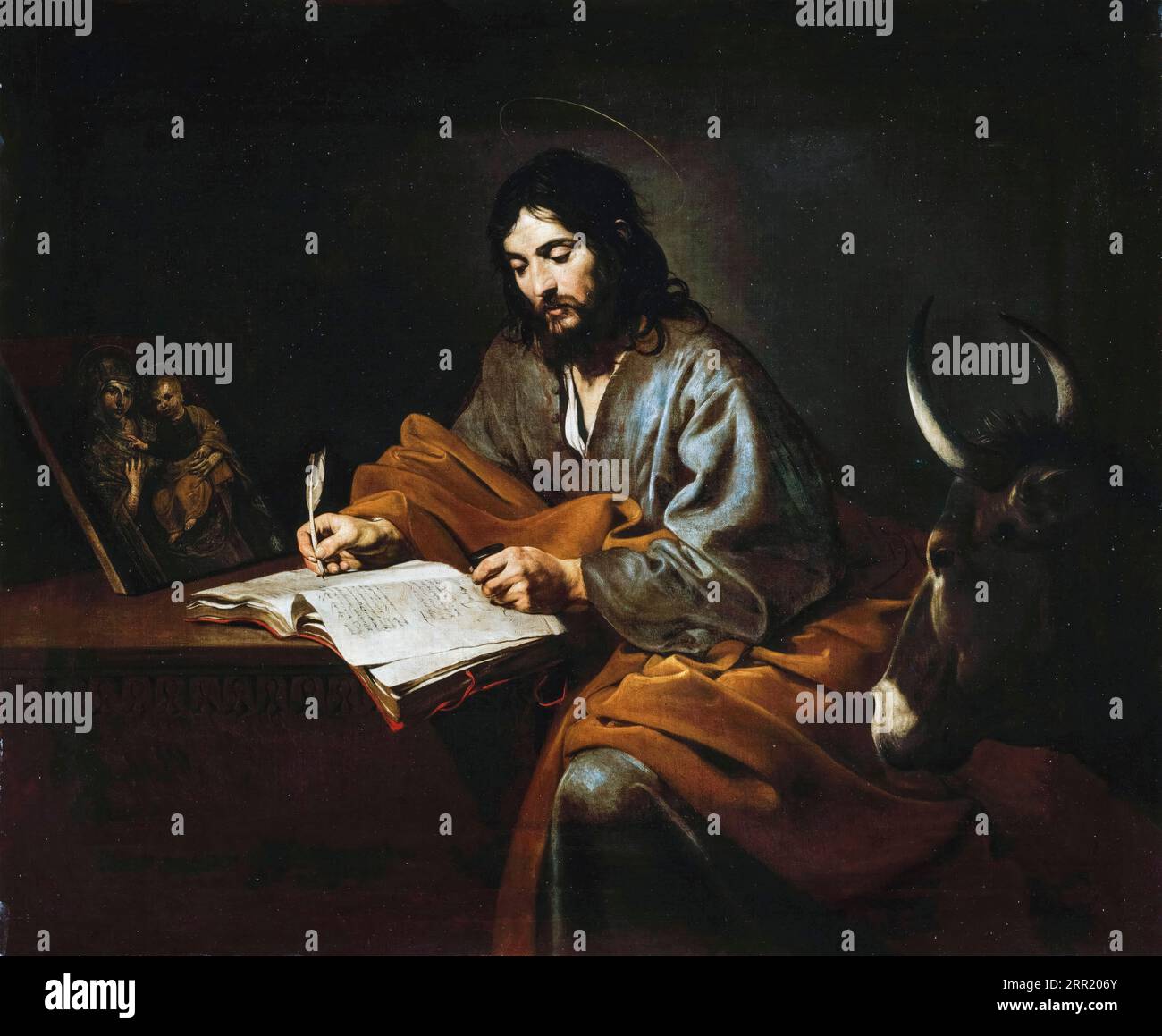 Saint Luke the Evangelist, painting in oil by Valentin de Boulogne, before 1632 Stock Photo