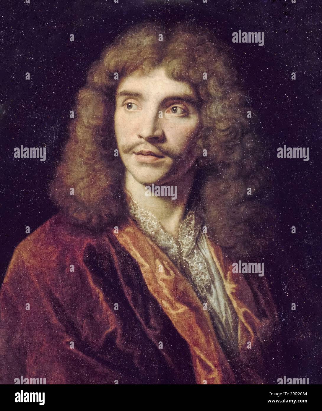 Molière (Jean-Baptiste Poquelin, 1622-1673), portrait painting in oil on canvas by Nicolas Mignard, circa 1650 Stock Photo