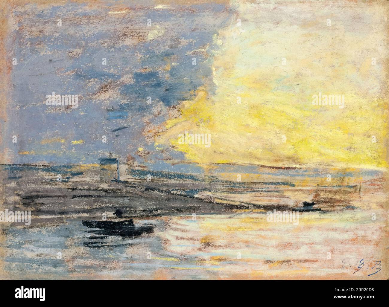 Eugène Boudin, Seaside, Port of Honfleur, pastel painting, circa