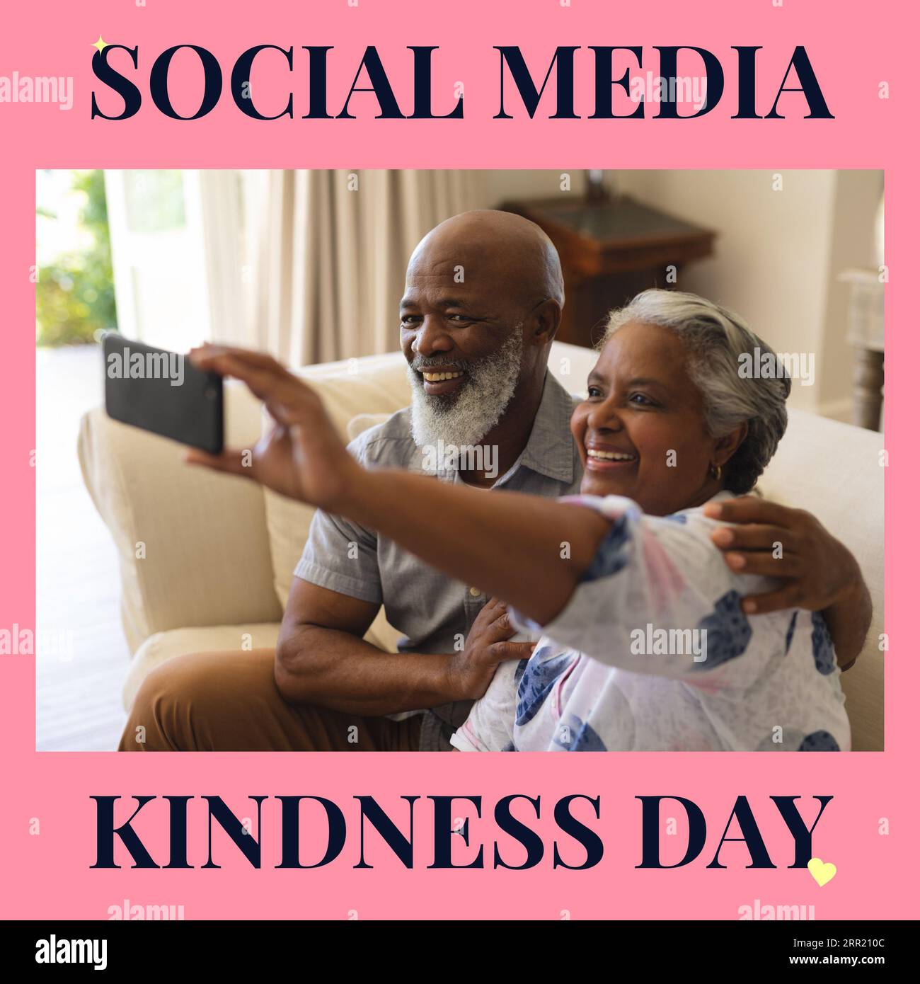 Composite of social media kindness day text over diverse couple using ...