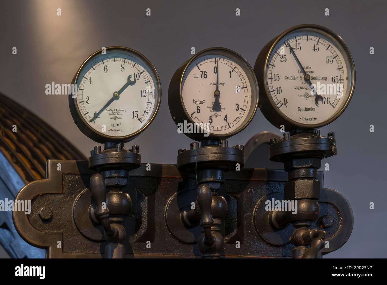 Measuring instruments on old steam engine, North RhineWestphalia