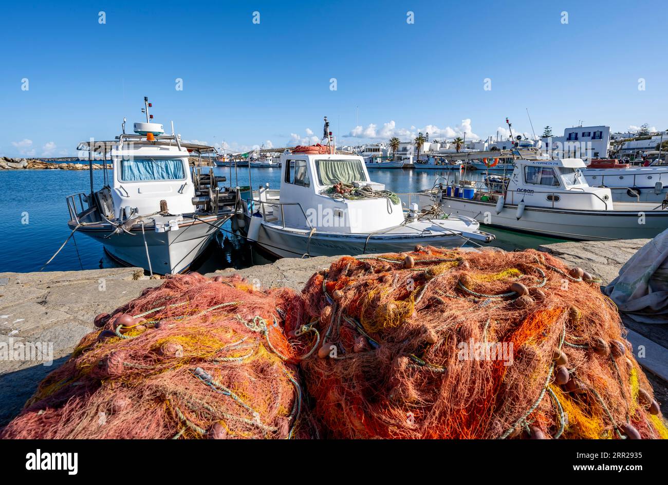 large fishing nets in fishing boat at the pier in italy Stock Photo - Alamy