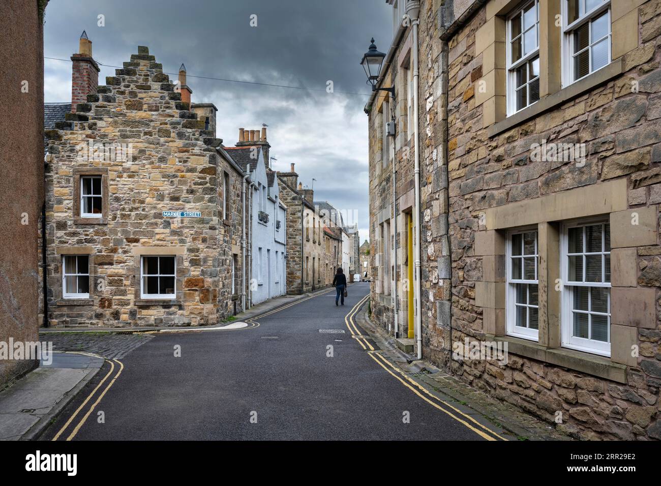 Old stone houses in the old town of St Andrews, County Fife, Scotland, United Kingdom Stock Photo