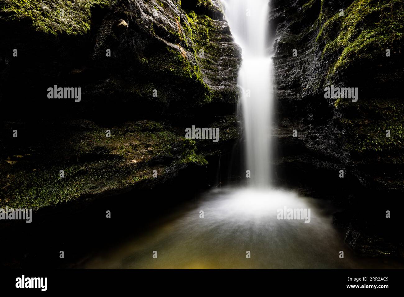 The beautiful Secret Falls situated on the slopes of Mt Wellington near Myrtle Gully Falls on a warm spring day in Hobart, Tasmania, Australia Stock Photo