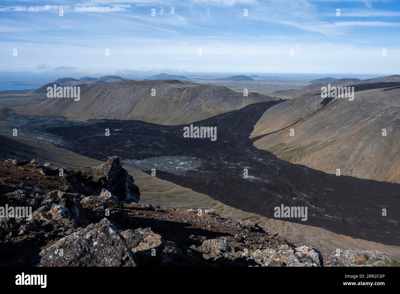 Fagradalsfjall volcano and cooled lava, Krysuvik volcano system ...