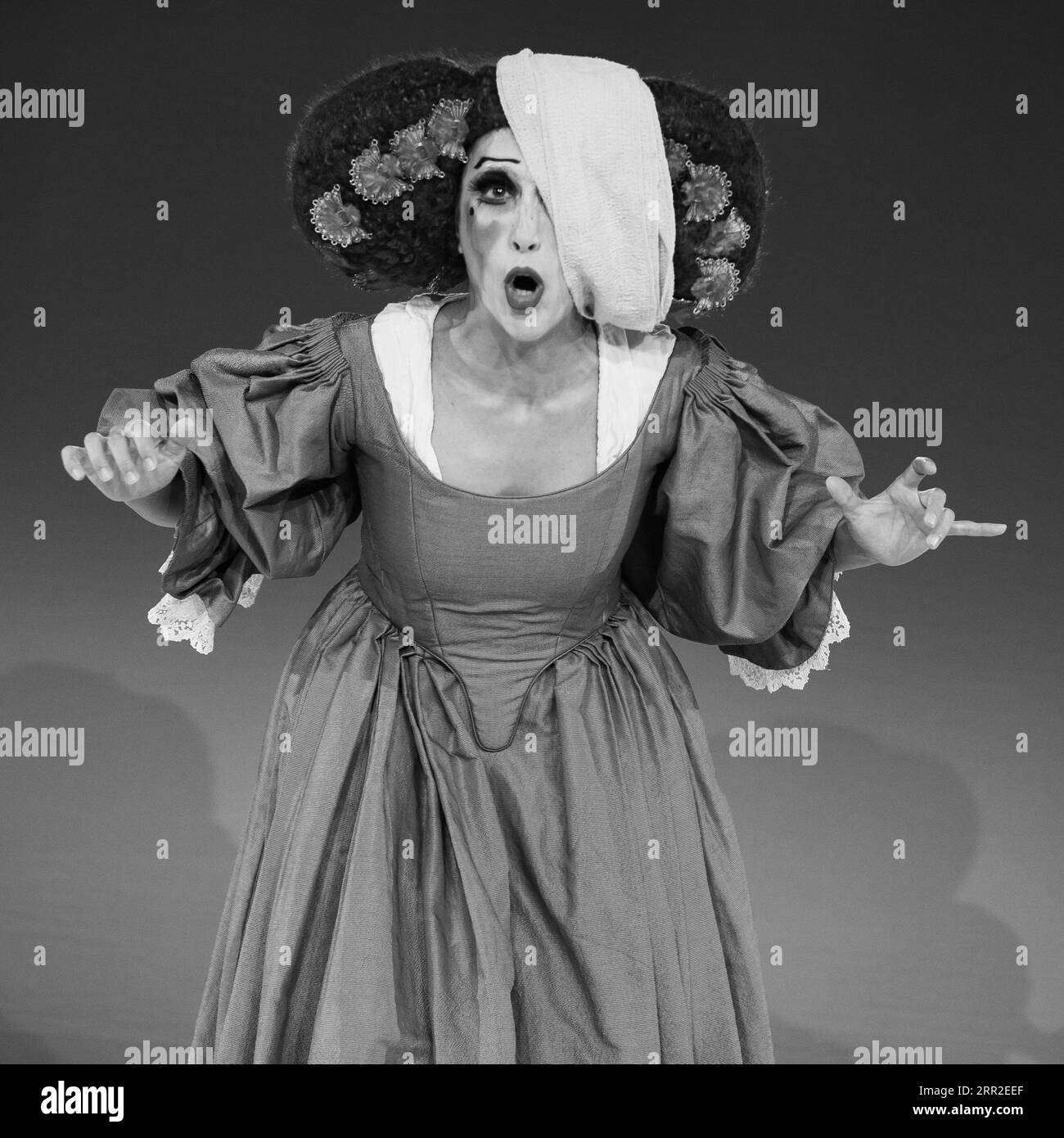 Actress Maria Jaimez performs during the presentation of the 'La Tuerta', at the Fernan Gomez theater, on September 6, 2023, in Madrid, Spain. Stock Photo