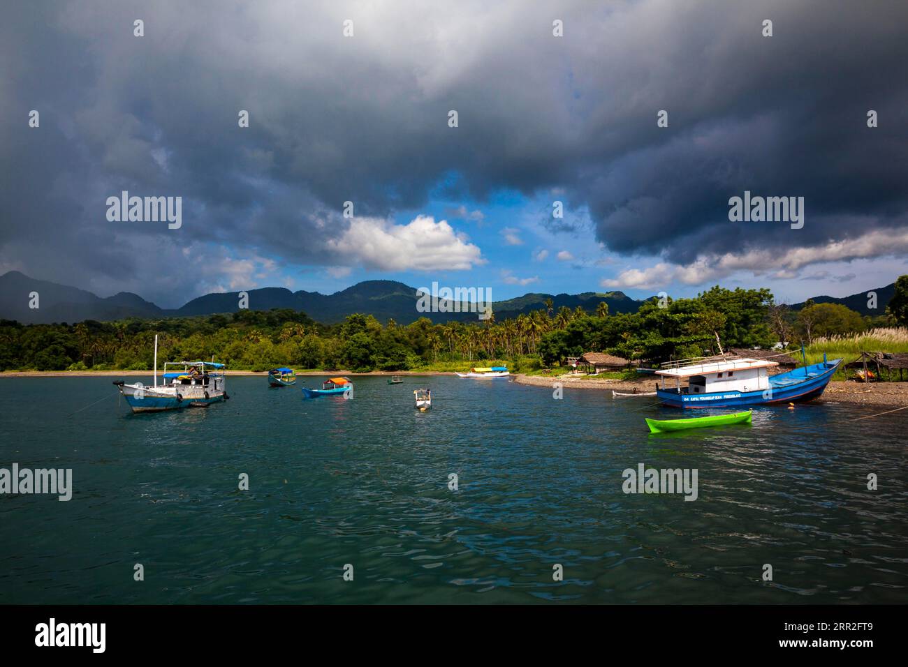 Small boats on the coast, Flores, Nusa Tenggara Timur, Indonesia Stock Photo