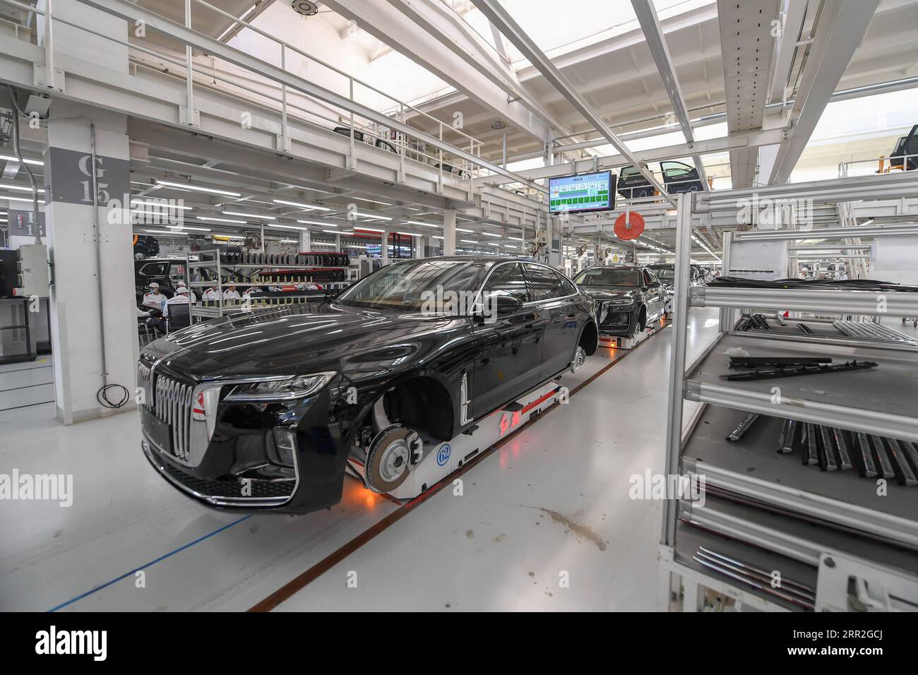 201012 -- CHANGCHUN, Oct. 12, 2020 -- Cars wait for assembling at a factory of the First Automotive Works FAW Group Co., Ltd. in Changchun, capital of northeast China s Jilin Province, Sept. 23, 2020. China s leading automaker First Automotive Works FAW Group Co., Ltd. sold 2,656,744 vehicles in the first three quarters of the year, up 8 percent year on year, according to corporate sources.  CHINA-CHANGCHUN-FAW-SALES-GROWTH CN ZhangxNan PUBLICATIONxNOTxINxCHN Stock Photo