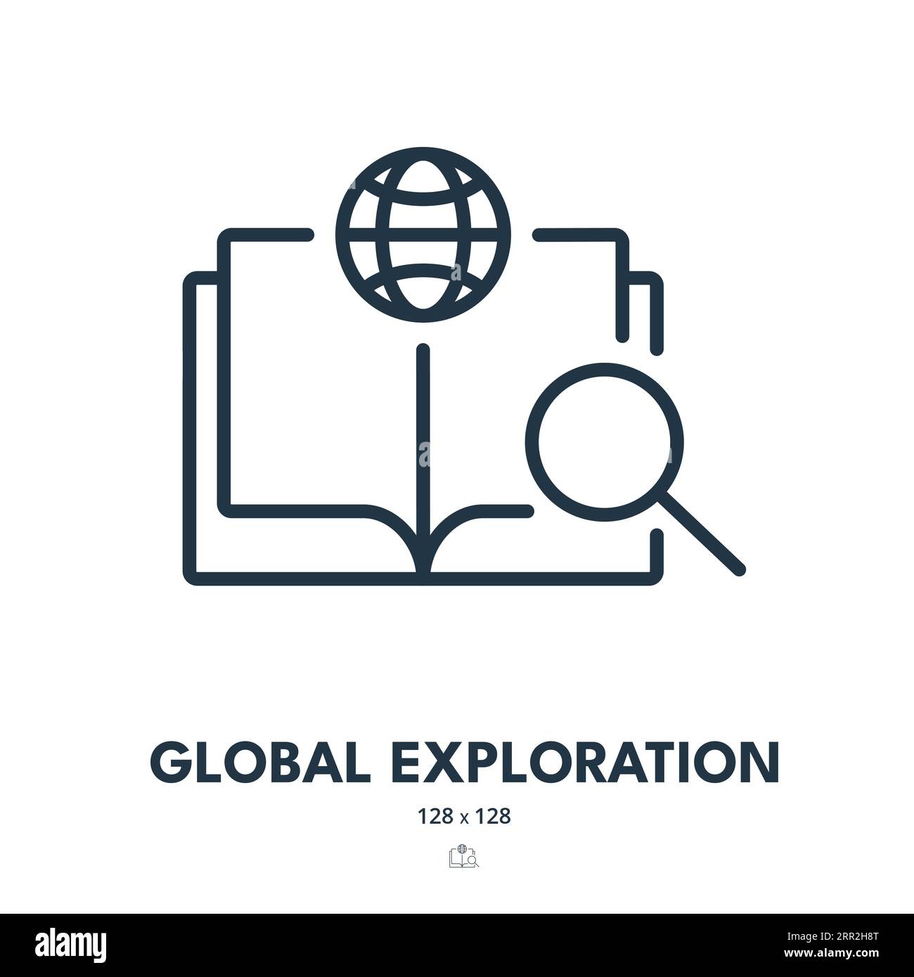 Global Exploration Icon. Explore, Globe, World. Editable Stroke. Simple 