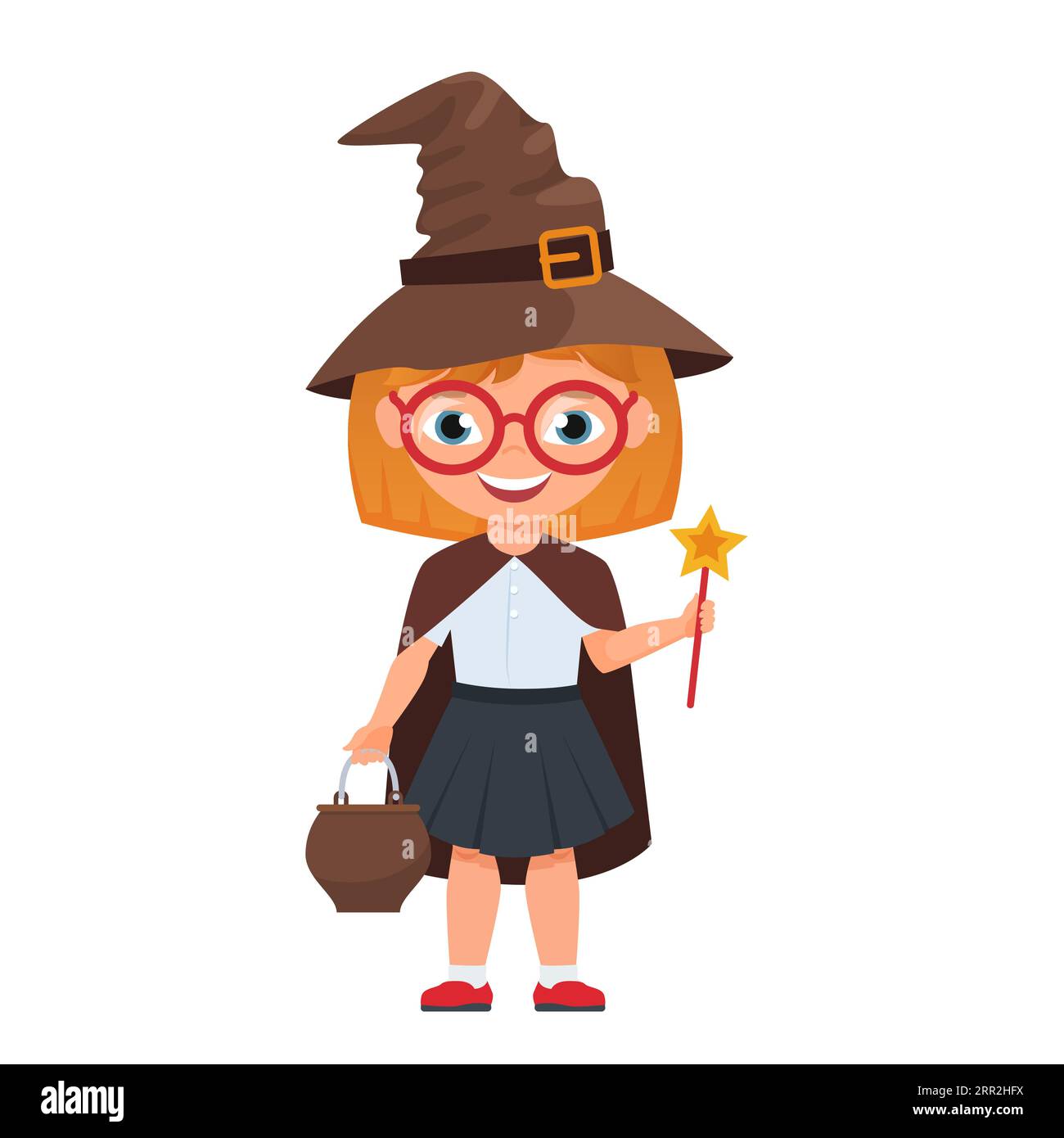 Wizard kid halloween. Trick or treat tradition, spooky festival, horror holiday vector cartoon illustration Stock Vector