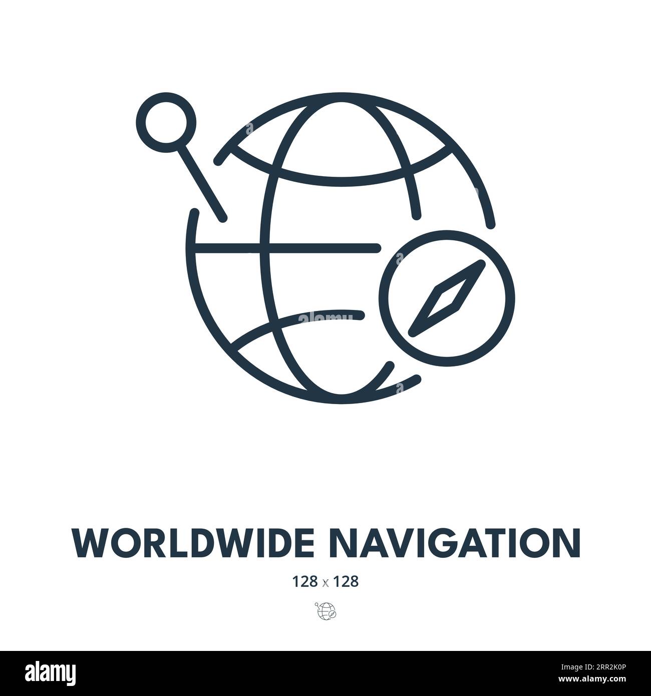 Worldwide Navigation Icon. GPS, Location, Navigator. Editable Stroke. Simple Vector Icon Stock Vector