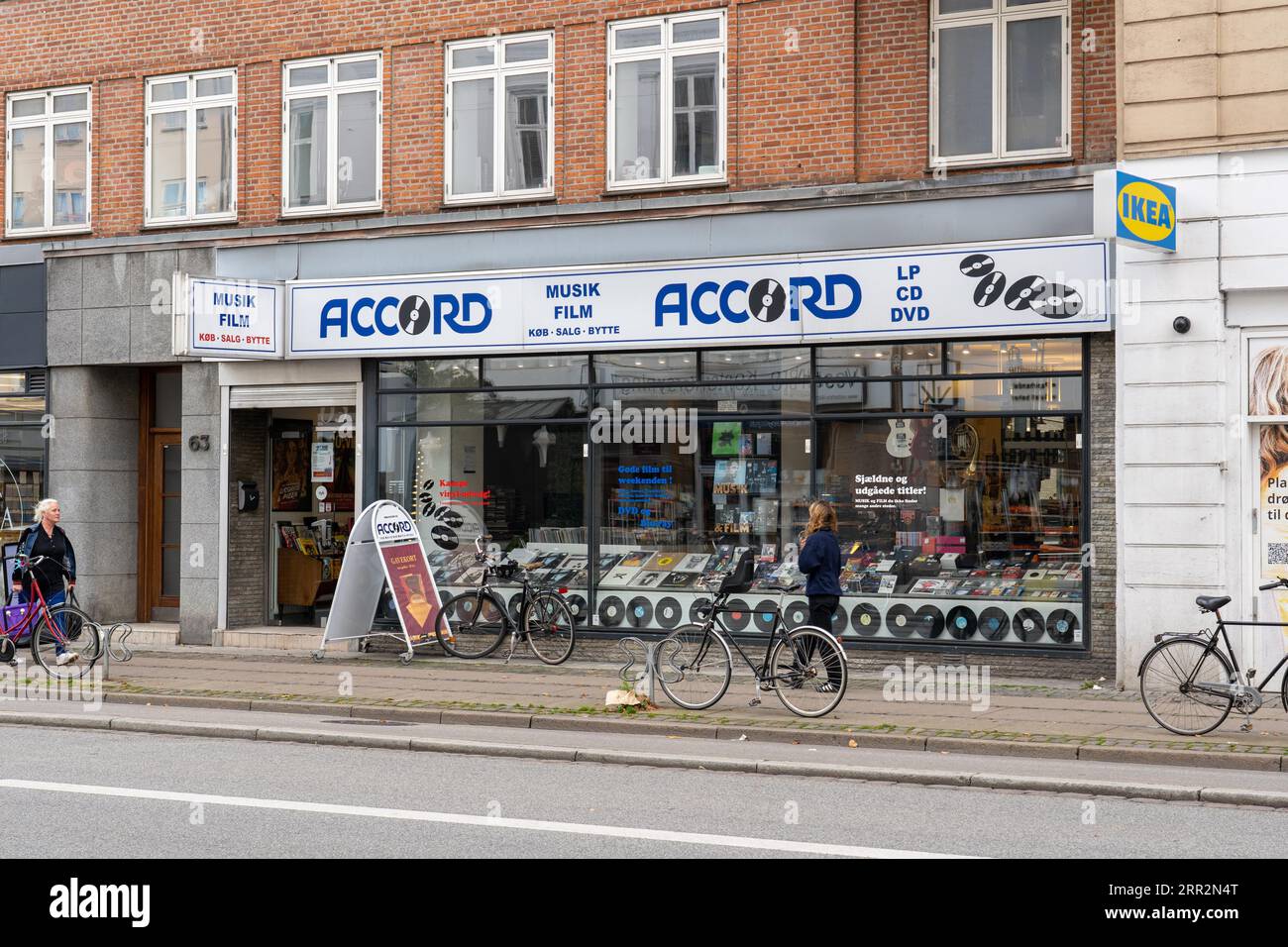 Copenhagen, Denmark, October 16, 2022: Store front of Accord record store on Vesterbrogade Stock Photo