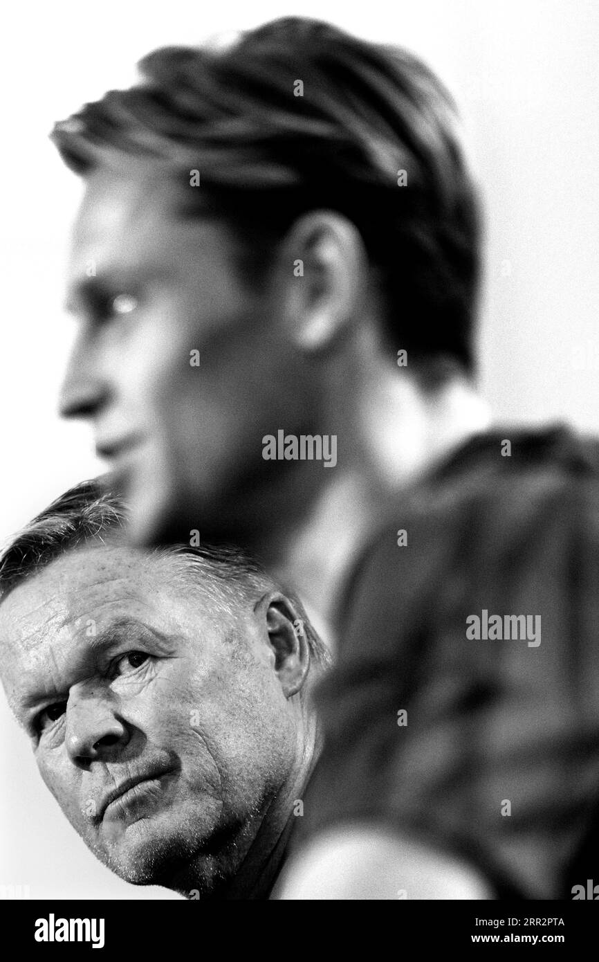 ZEIST - National coach Ronald Koeman, Frenkie de Jong during the press conference of the Dutch national team at KNVB Campus on September 6, 2023 in Zeist, the Netherlands. The Dutch national team is preparing for the European Championship qualifying match against Greece. ANP OLAF Stock Photo