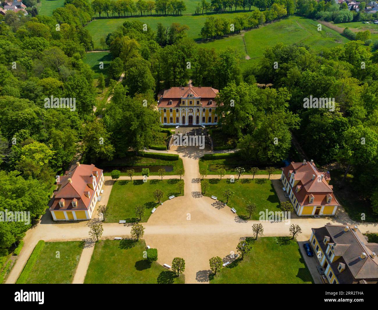 The baroque castle of Neschwitz is located in the town of Neschwitz, about 15 km north-west of Bautzen in Saxony and, together with its park, is one Stock Photo
