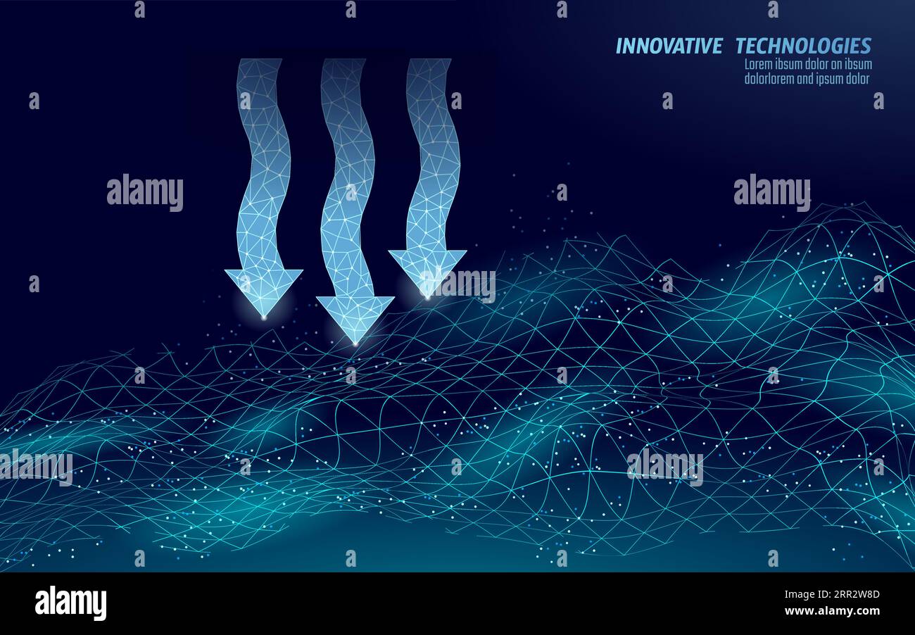 Low poly model breathable fabric technology. Blue wire mesh futuristic