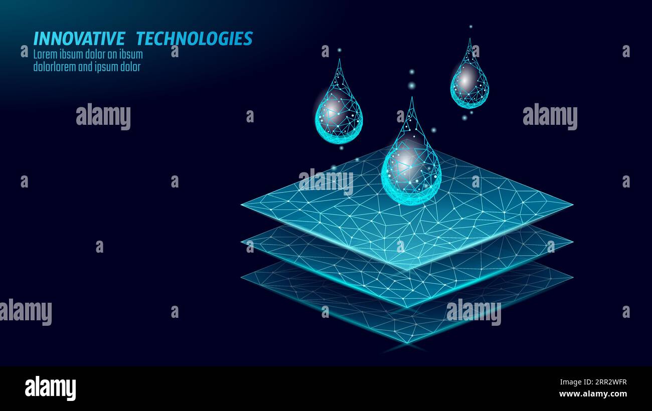 Low poly model waterproof fabric technology. Dark blue wire mesh