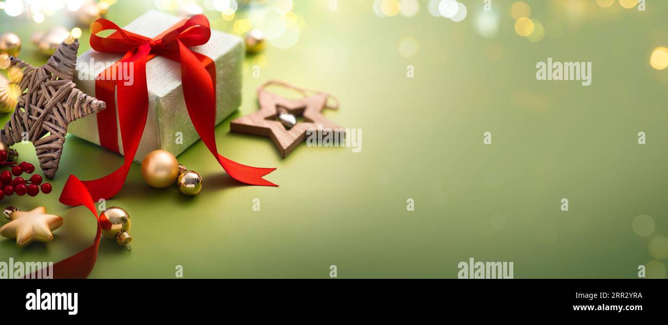 Christmas Greeting Card or Christmas Banner Design - Gift box and