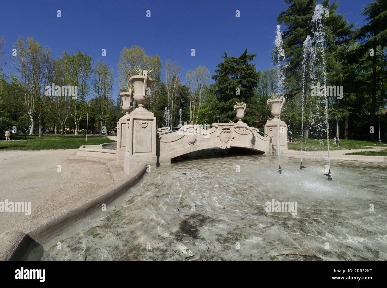 Fountain in Allea park, Novara, Piedmont, Italy Stock Photo