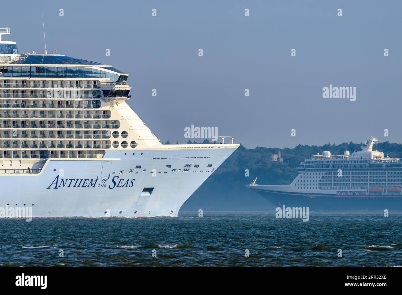 Cruise ships in the Solent after departing the Port of Southampton