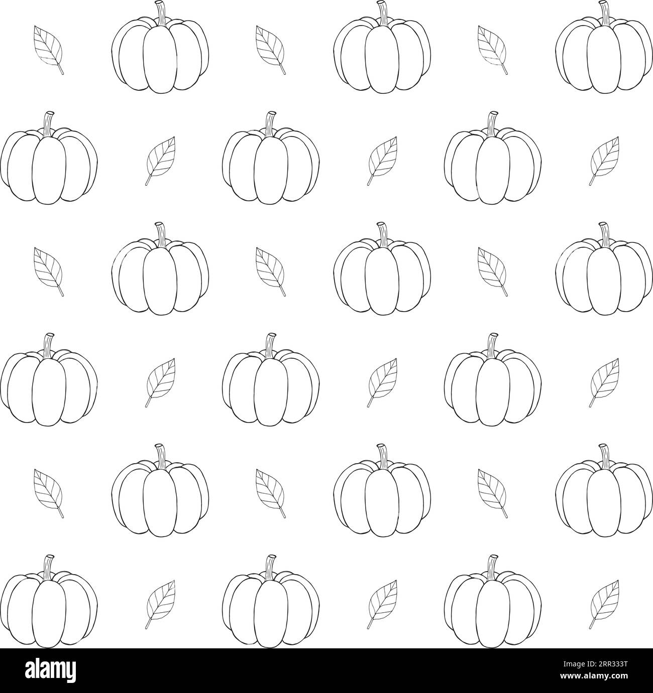 Vector seamless pattern of hand drawn sketch doodle pumpkins and leaves ...