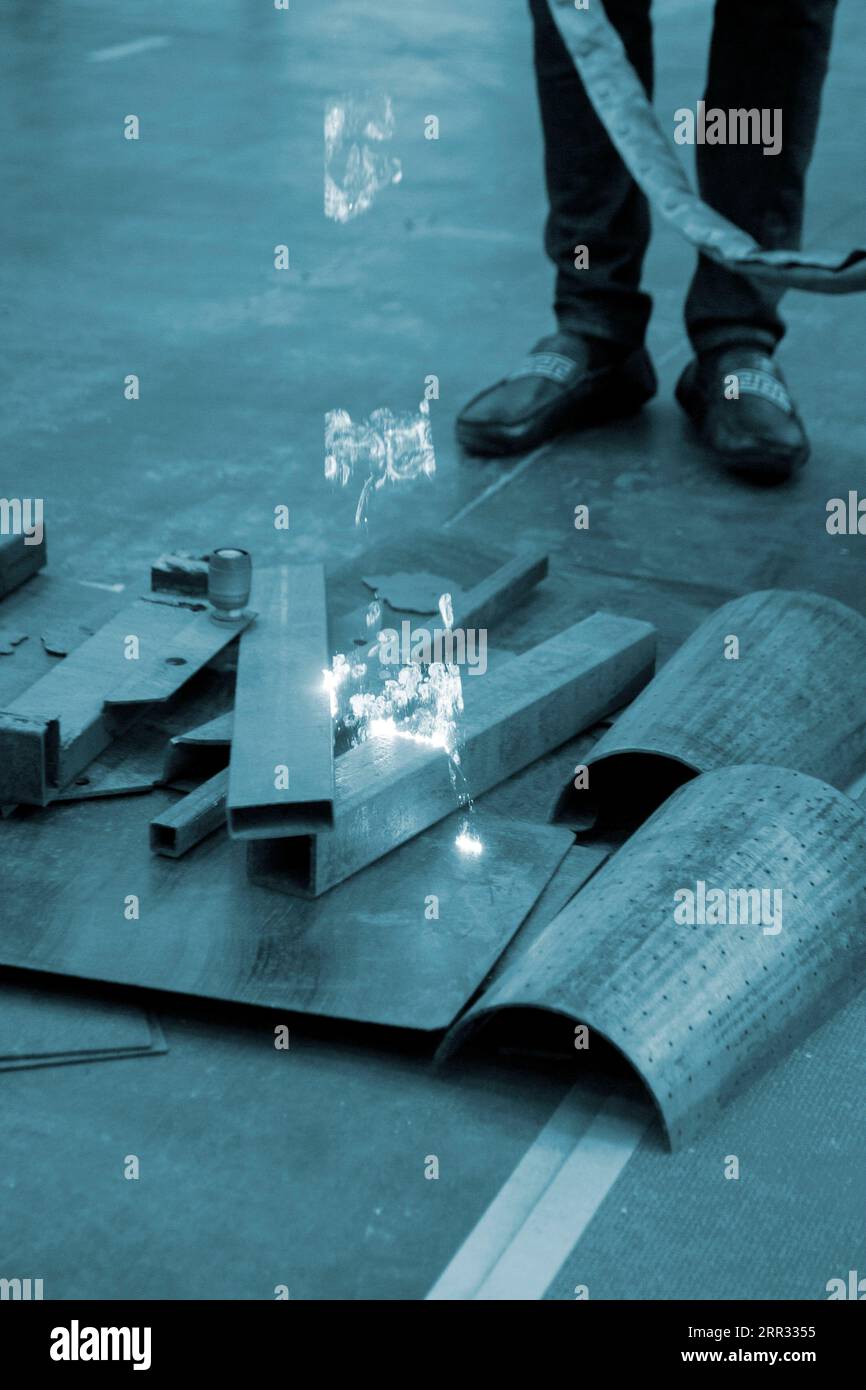 Laser cleaning of metal. Industrial removal of rust of metal surface