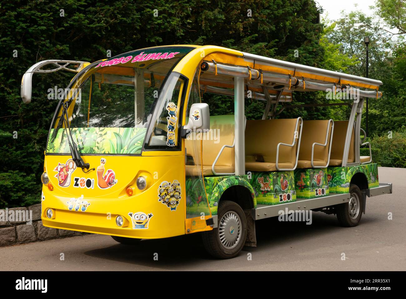 Expedition tour cart in the Gdansk Zoo Oliva, Gdansk, Poland Stock Photo