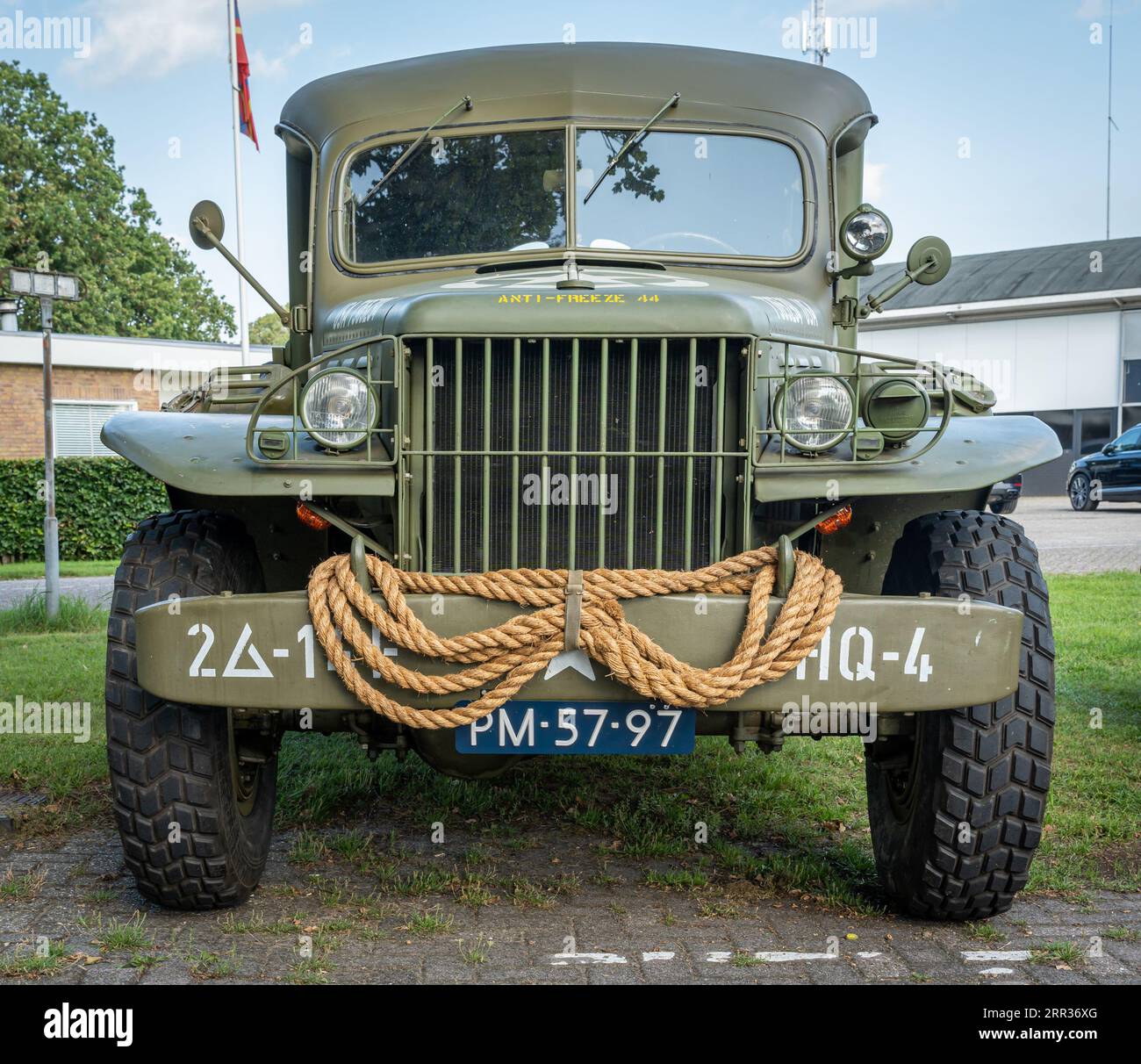 Coevorden, The Netherlands, 02.09.2023, Front view of the vintage Dodge WC54 military ambulance Stock Photo