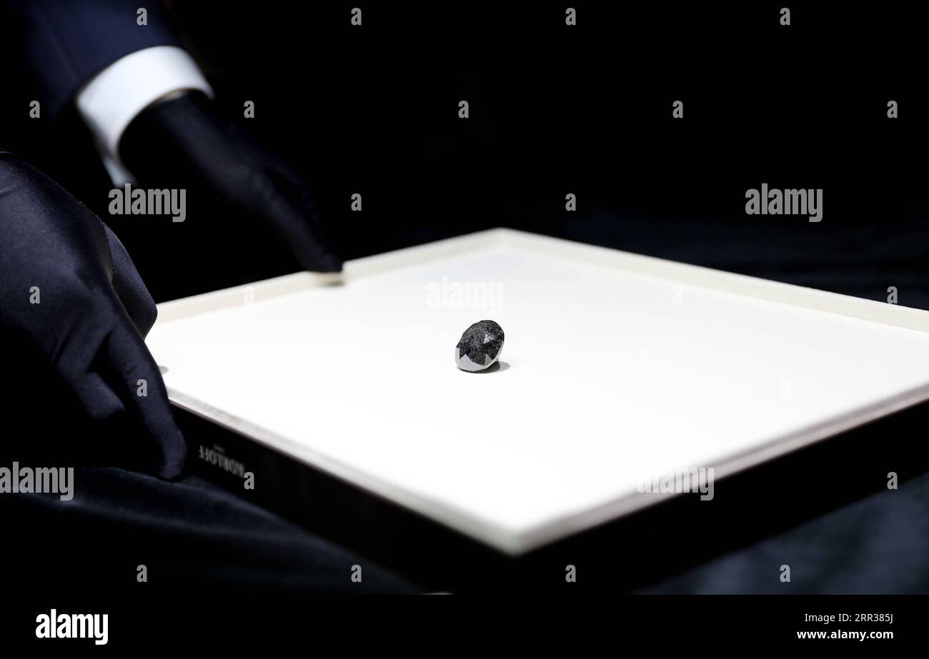 201026 -- SHANGHAI, Oct. 26, 2020 -- A black diamond weighing 88 carats is presented in Shanghai, east China, Oct. 26, 2020. With an estimated value of 37 million U.S. dollars, the diamond from Paris will be on display during the upcoming third China International Import Expo CIIE in Shanghai.  CHINA-SHANGHAI-CIIE-BLACK DIAMOND CN FangxZhe PUBLICATIONxNOTxINxCHN Stock Photo